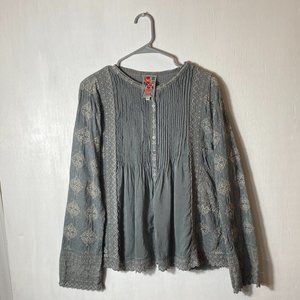 Johnny Was blue gray Embroidered Boho